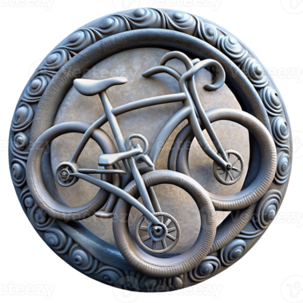 3D Render of Two Bikes in an Ornate Circular Frame, Cycling Illustration png