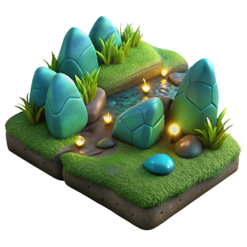 Enchanted Stream 3D Render A Fantasy Game Asset png