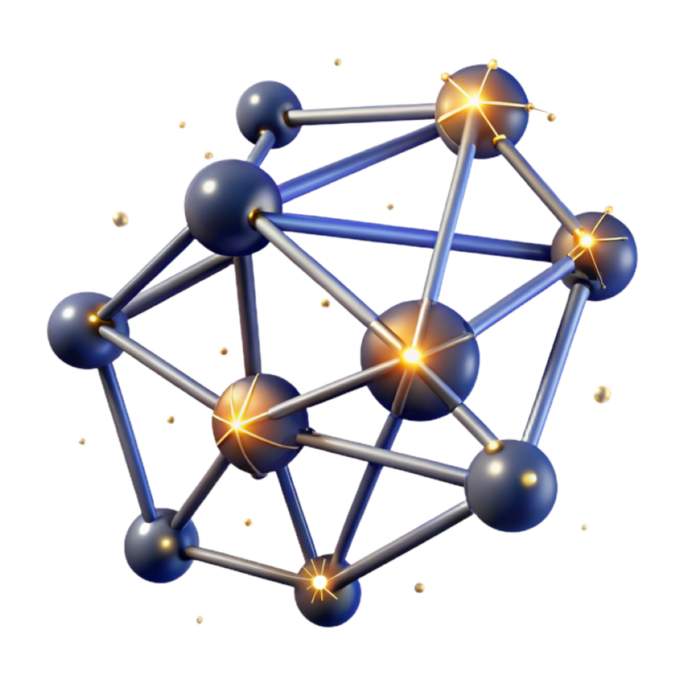 3D Render of Abstract Molecular Structure Network png