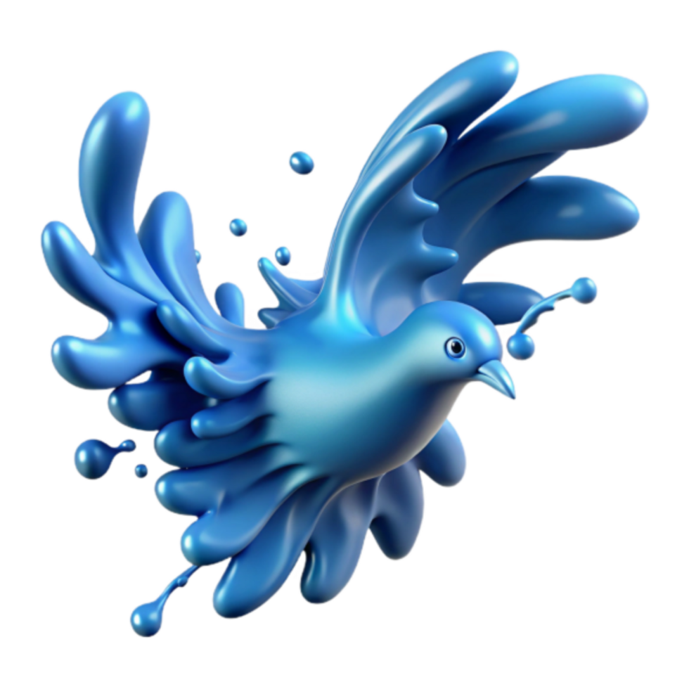 Blue Liquid Bird 3D Illustration Dynamic Avian Splash Design png