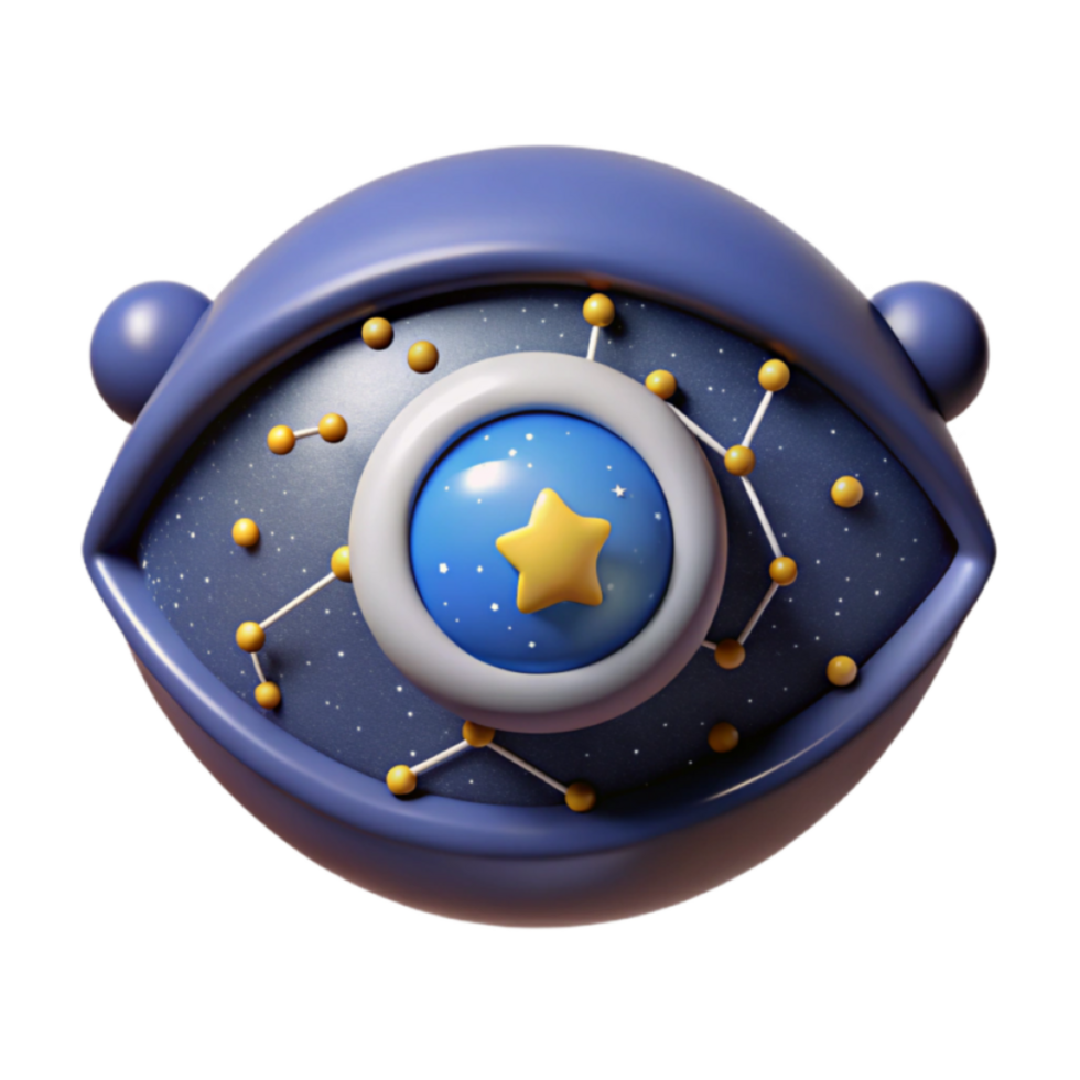 3D Render of a Celestial Eye Illustration Cosmic Starry Night Design png