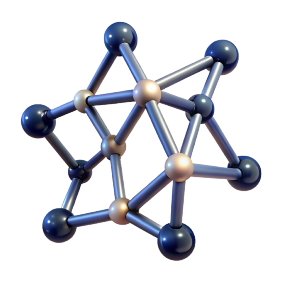 3D Model of a Complex Molecular Structure Intricate Bonds and Atomic Arrangement png