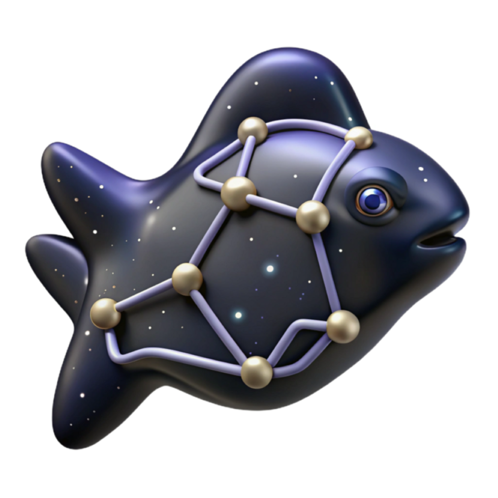 Cosmic Fish 3D Render A Celestial Illustration of a Starry Night Fish png