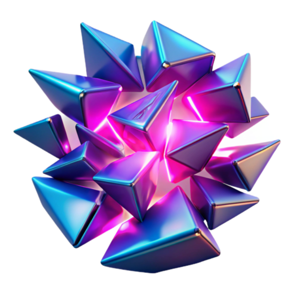 Iridescent Prism Cluster 3D Render Abstract Background png