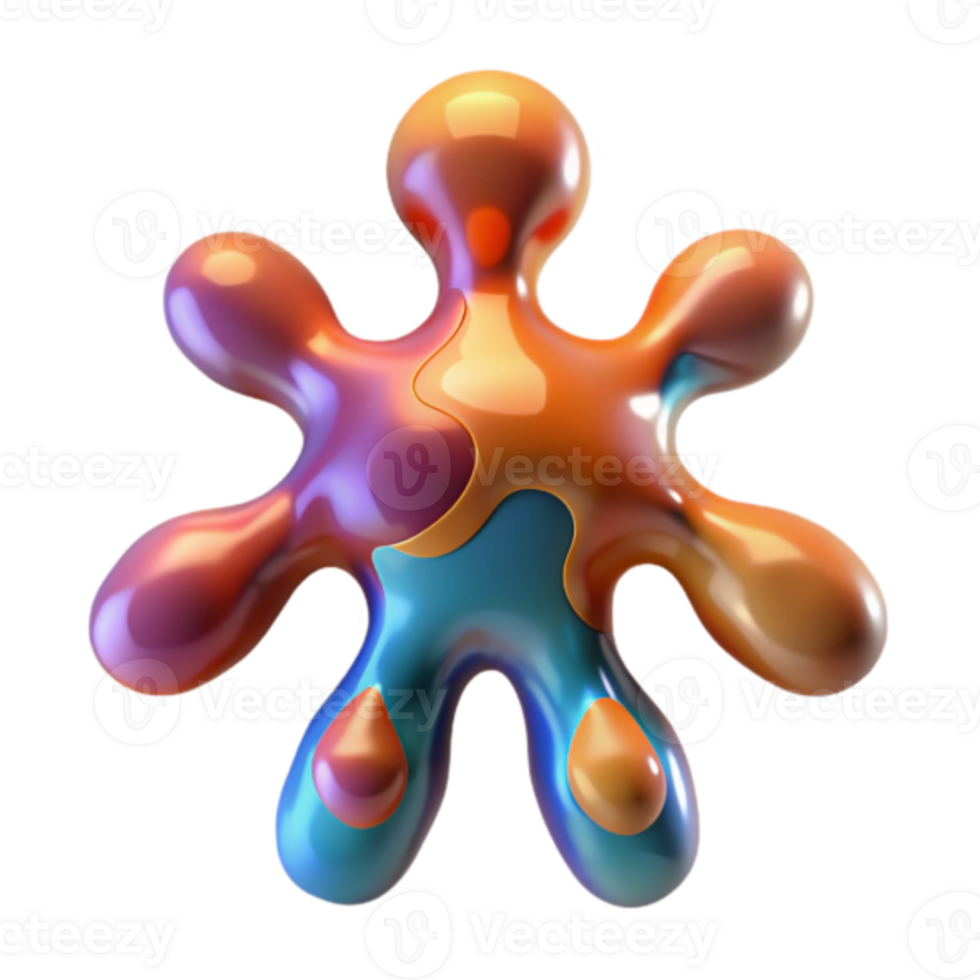Abstract 3D Render of Colorful Blob - Iridescent, Multicolored, Shiny, Glossy, Organic Forms, Fluid Dynamics, Surreal, Digital Art png