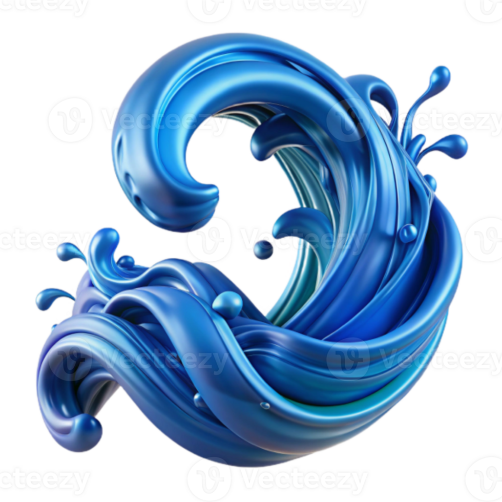Dynamic 3D Blue Wave Illustration Abstract Background png