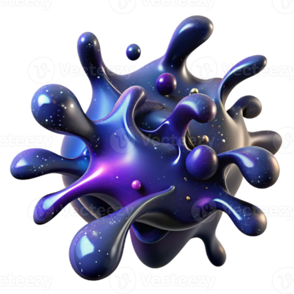 Abstract 3D Galaxy Splash Illustration Dynamic Cosmic Liquid Forms png