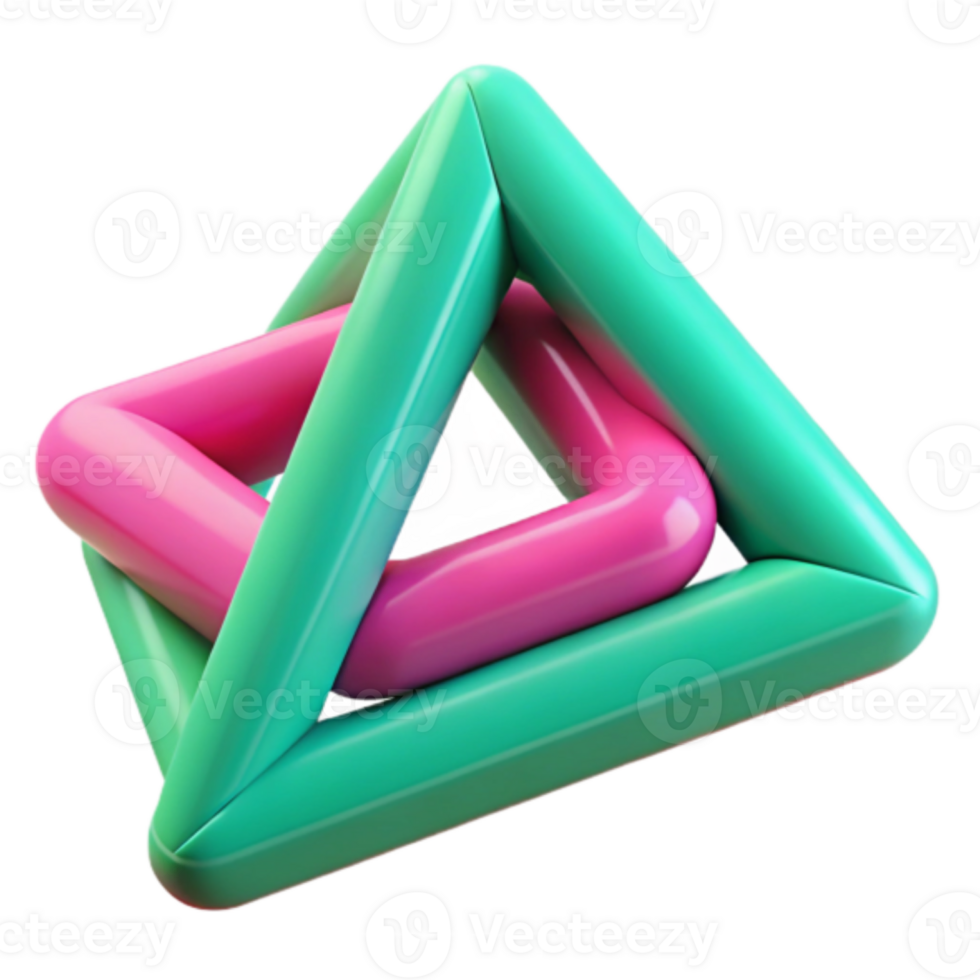 Abstract 3D Render Pink and Teal Interlocking Triangles and Squares png