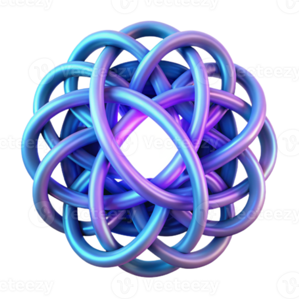 Abstract 3D Render of Intertwined Loops A Colorful Knot Design png