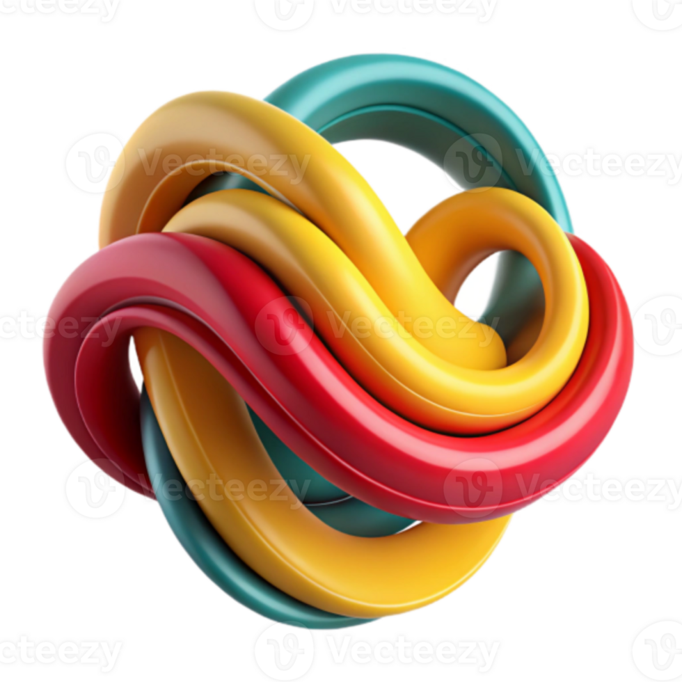 Abstract 3D Render Colorful Twisted Knot Design Background Image png