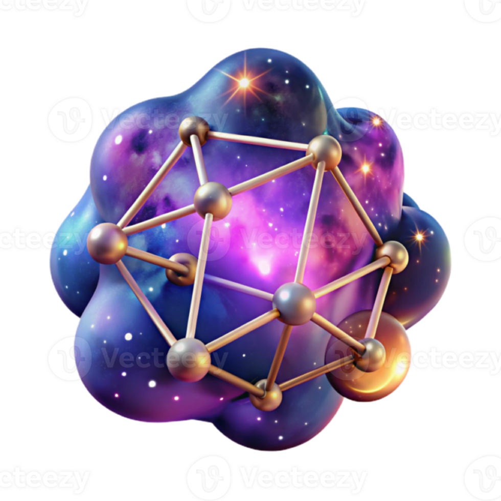 Cosmic Nebula 3D Render Abstract Background with Geometric Structure png