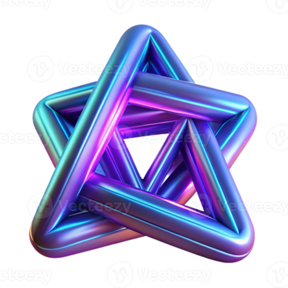3D Abstract Star Graphic Resource Iridescent Triangle Geometry png