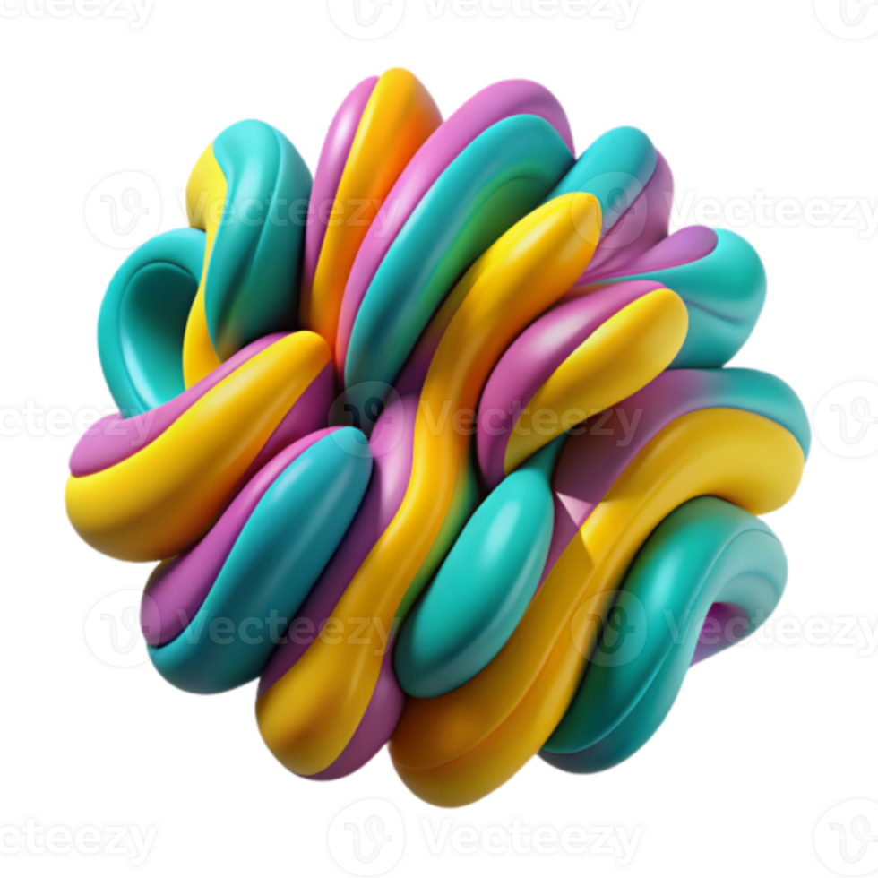 Abstract 3D Render of Intertwined Colorful Tubes png