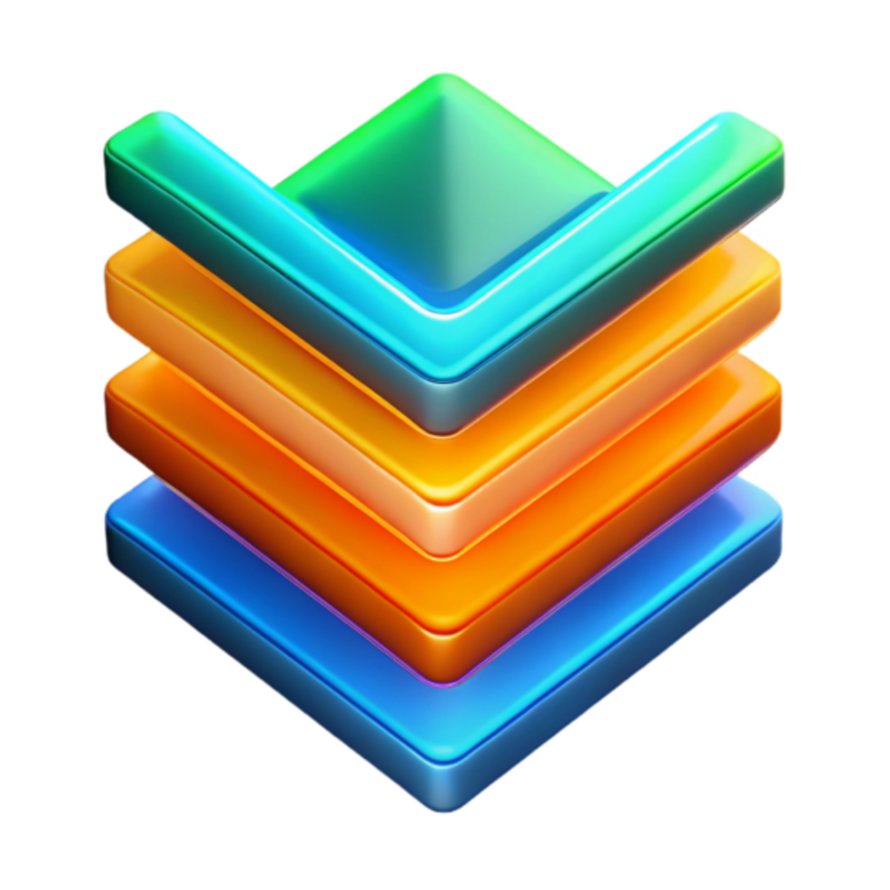 Abstract 3D Illustration of Stacked Colorful Cubes with Checkmark png