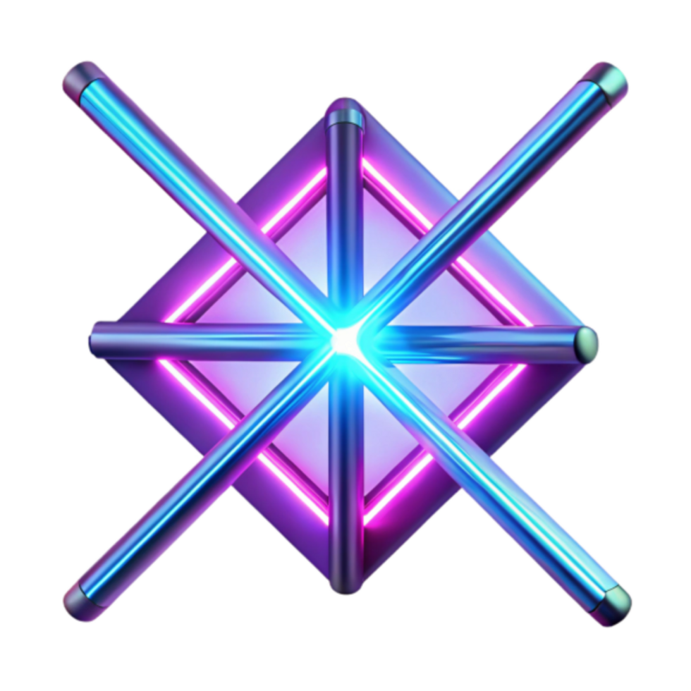 Neon Glowing Lines 3D Render Abstract Background png