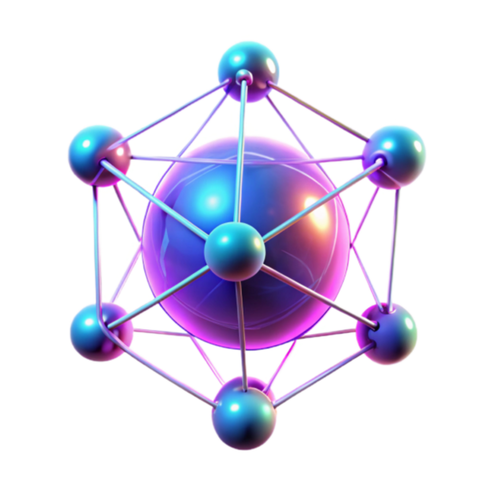 Vibrant 3D Render of Molecular Structure Abstract Background png