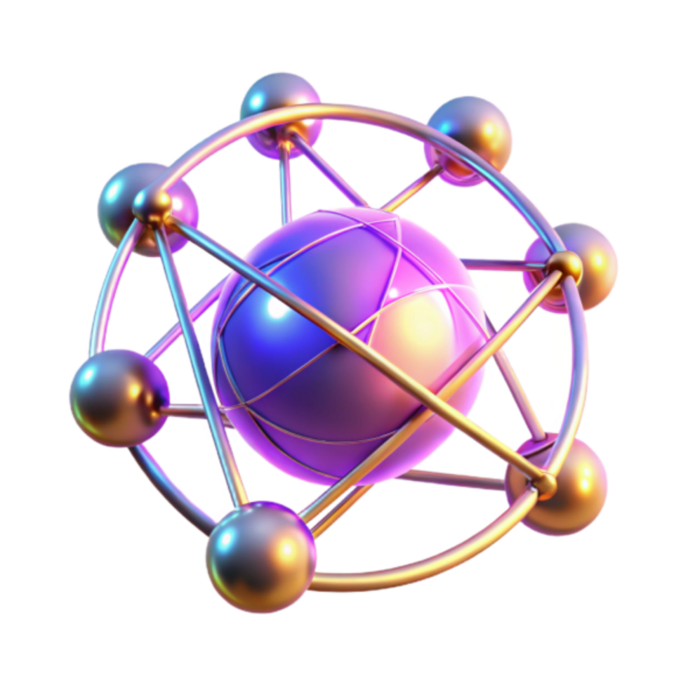 Abstract 3D Render of a Global Network Sphere png