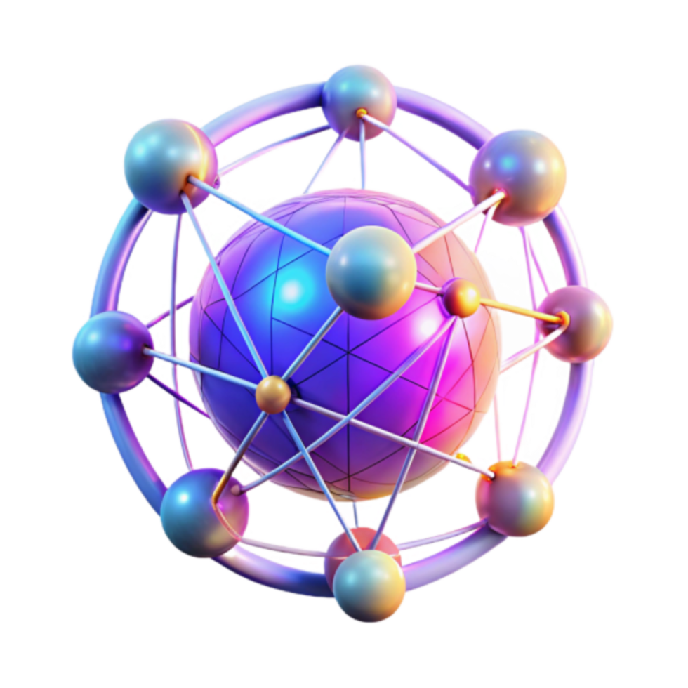 Vibrant 3D Render of a Molecular Structure Abstract Background png