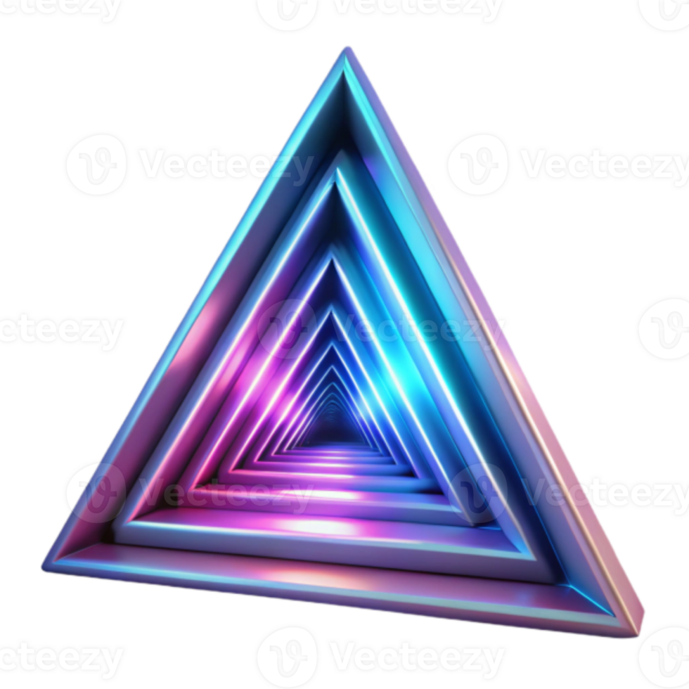 Neon Triangle Tunnel 3D Illustration Abstract Psychedelic Background Design png