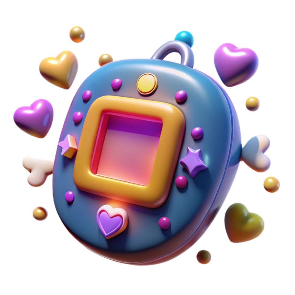Cute 3D Render of a Virtual Pet Device png