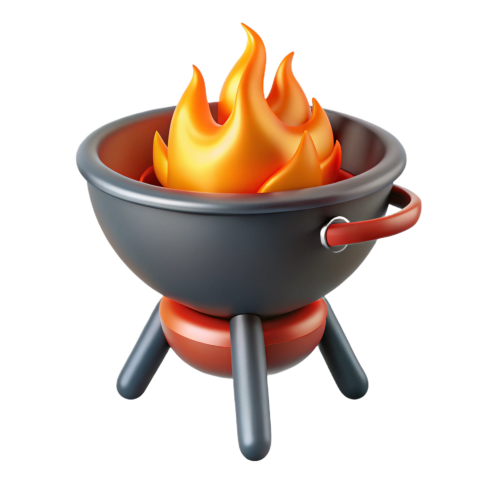 3D Rendering Flaming Grill, Summer BBQ png