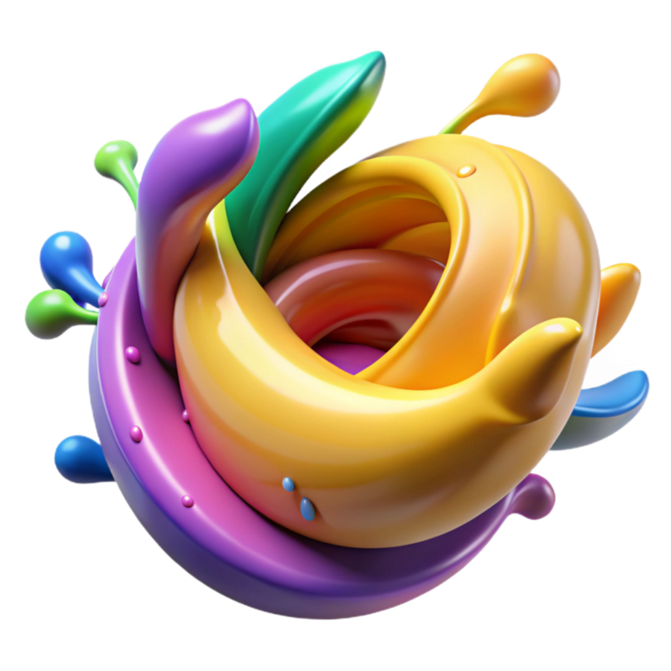 Abstract Colorful 3D Render Swirling Shapes png