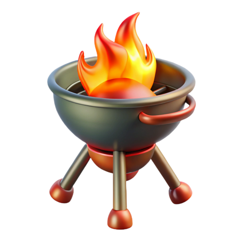 Flaming Grill Summer BBQ Fun png