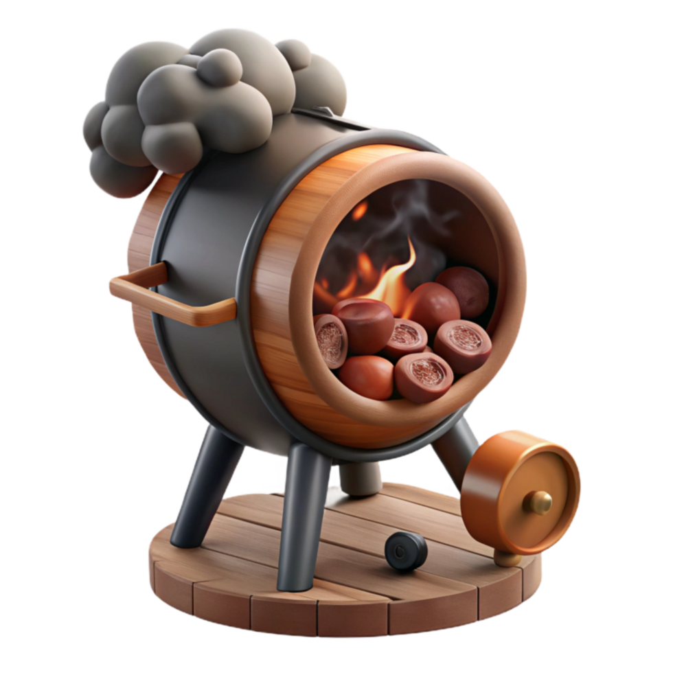 Roasted Nuts in Barrel Stove A 3D Render png