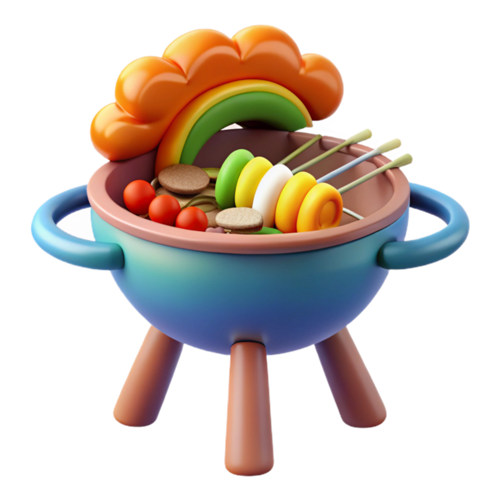 Rainbow Fun Food Pot Colorful Treats on Skewers png