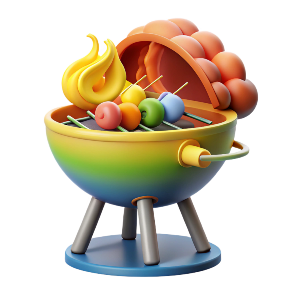 Rainbow Grill Summer BBQ Fun with Fruit Skewers png
