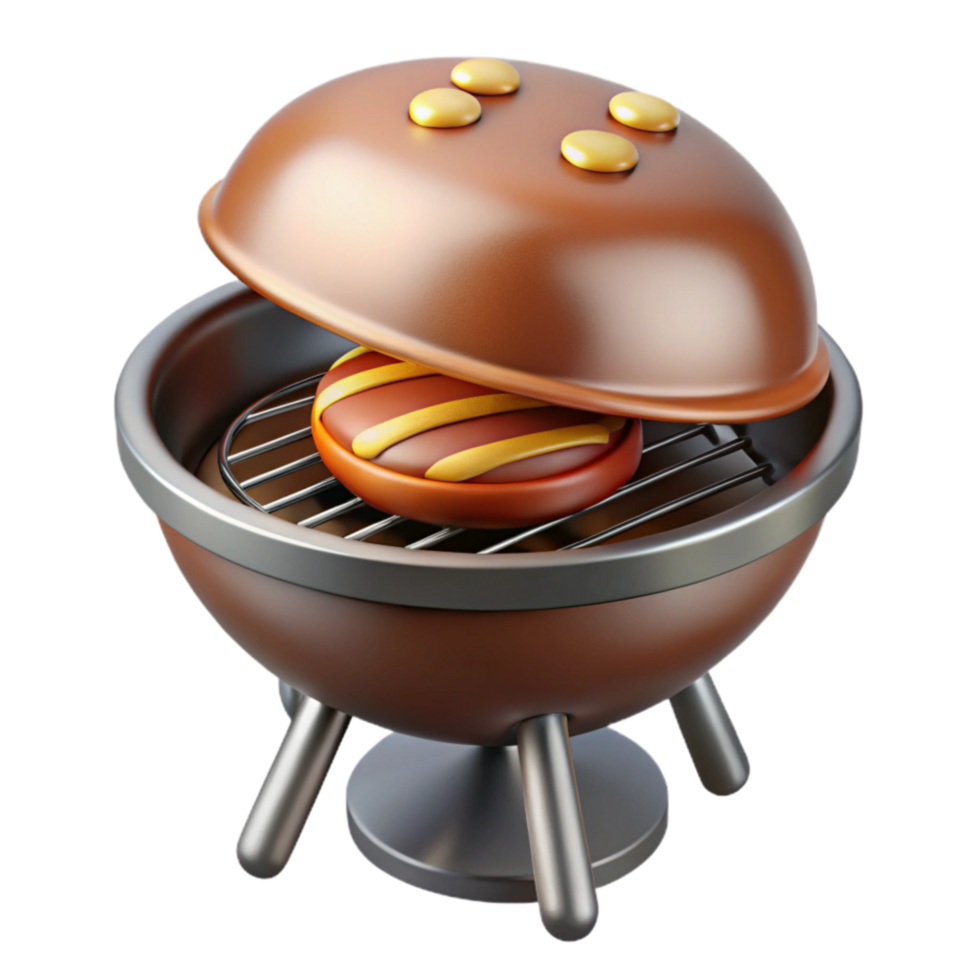 Grilling a Patty A 3D Render of a Delicious Burger on the Grill png