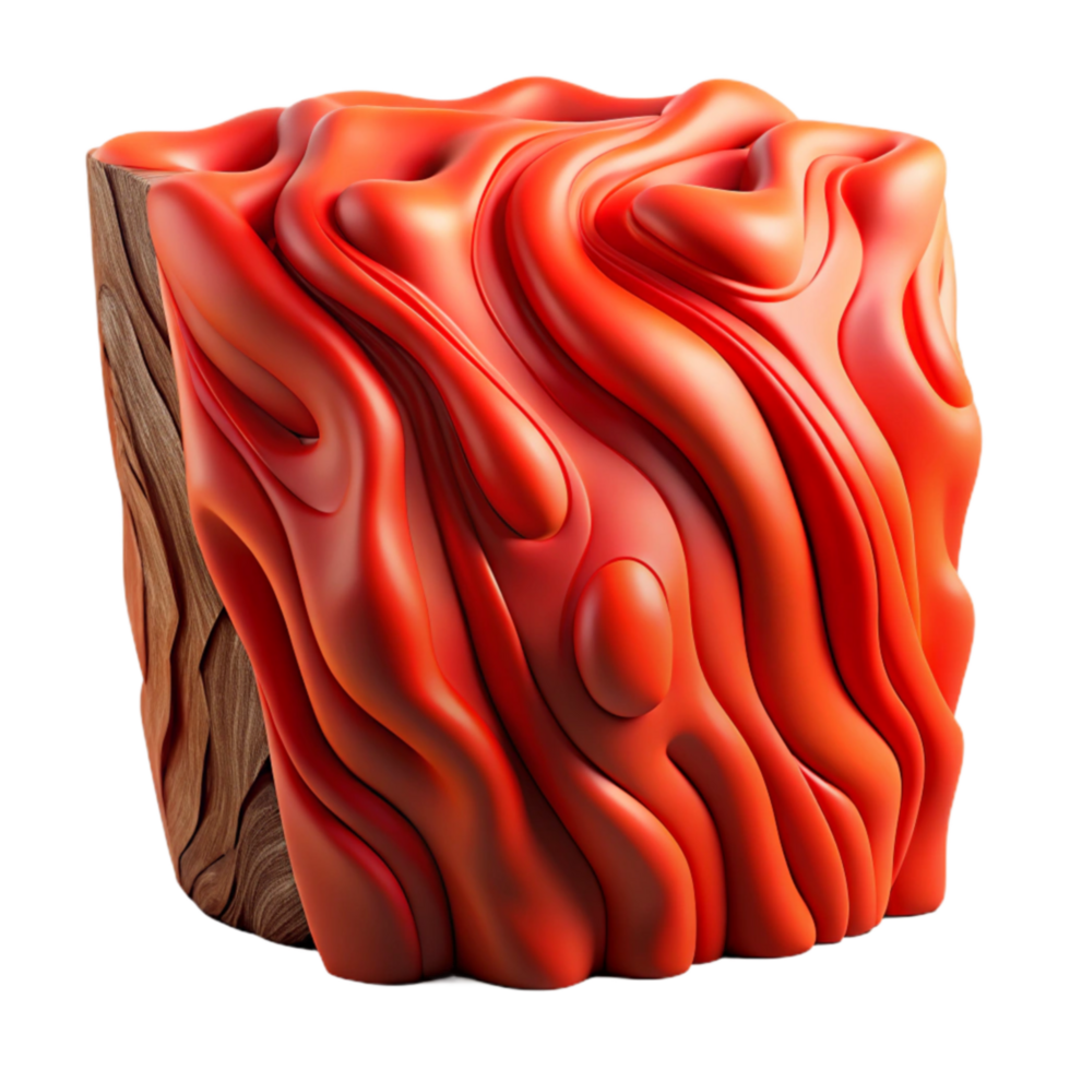 Abstract Red Resin Sculpture Fluid Organic Form png