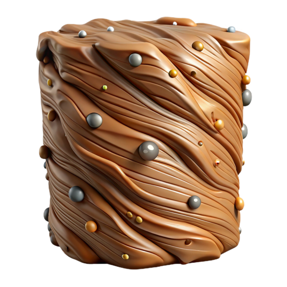 Abstract 3D Render Swirling Brown Texture with Embedded Spheres png