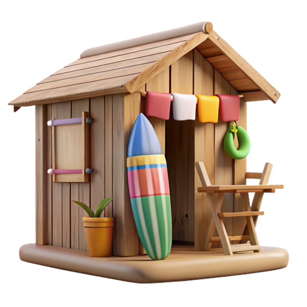 Summer Beach House Surfboard, Chair, and Relaxation png