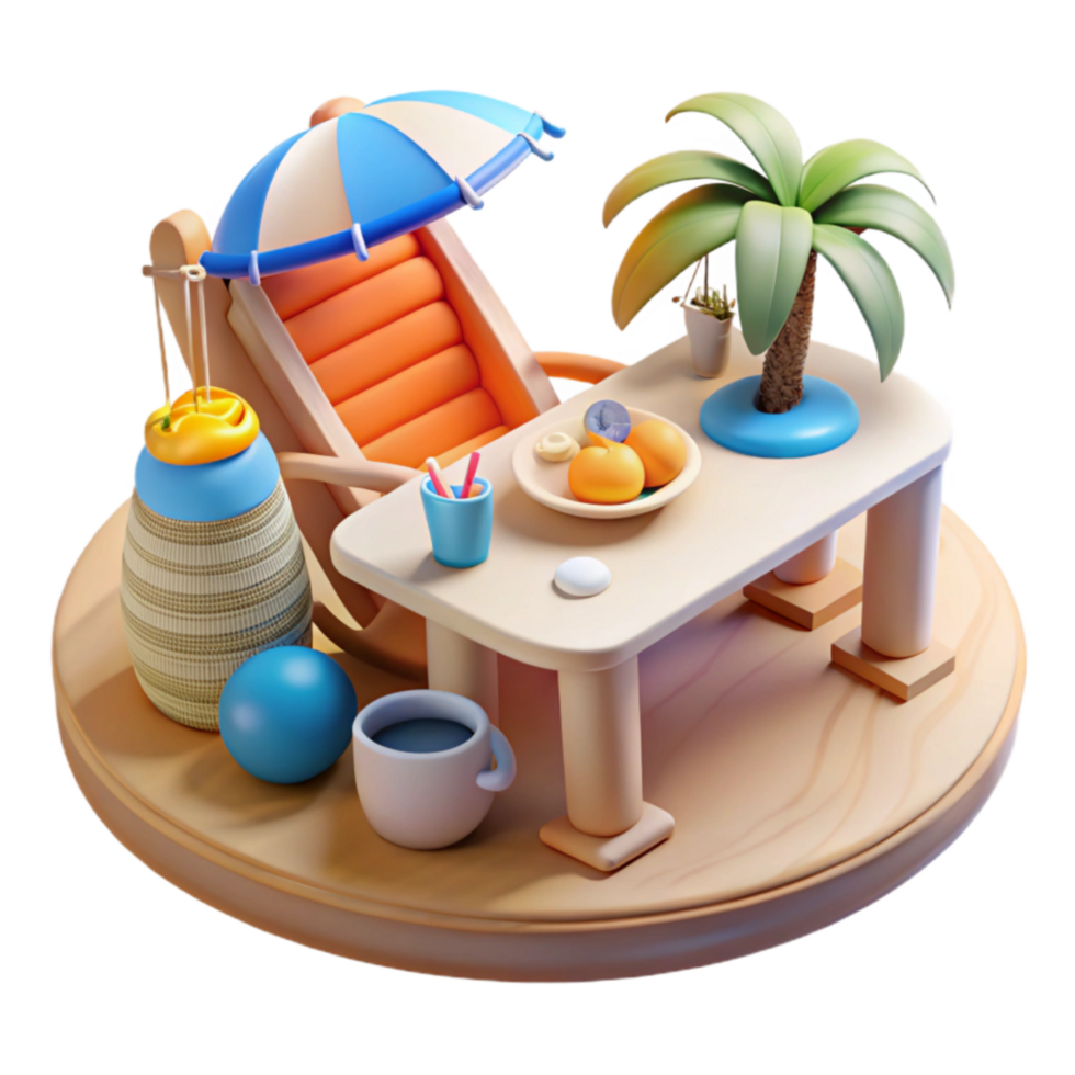 Relaxing Summer Patio Scene 3D Render png