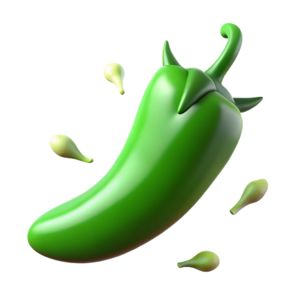 3D Render of a Jalapeo Pepper with Droplets png