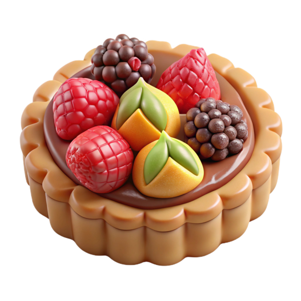 Delicious Fruit Tart Raspberries, Blackberries, and Mandarin Slices png
