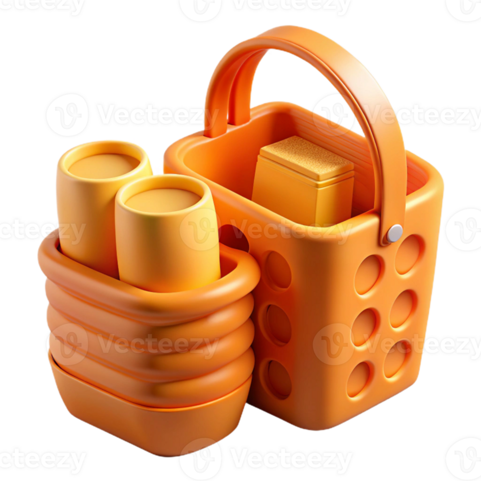 Orange Carry Case with Cups and Container png