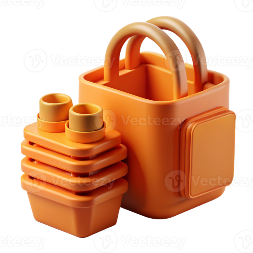 Orange Stackable Containers with Carrying Handle png