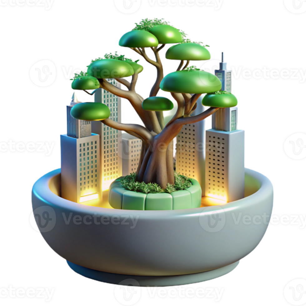 Urban Bonsai Cityscape Miniature Garden png