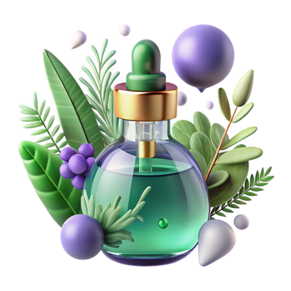 Herbal Essence Serum Botanical Oil in Glass Bottle png