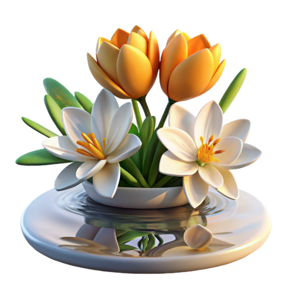 Floral Arrangement Tulips and Lilies in Water png