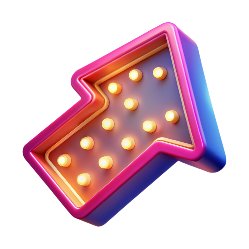 Illuminated Arrow Sign 3D Render of Upward Direction png