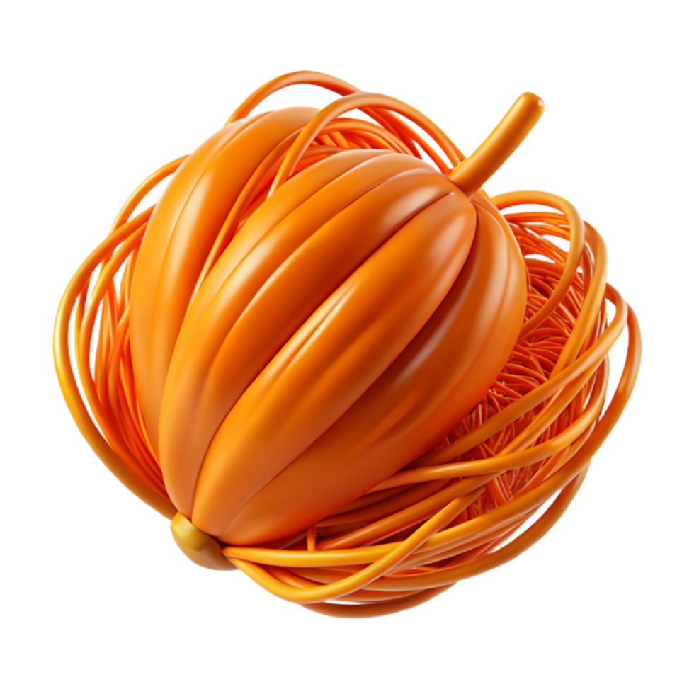 Abstract Orange Orb 3D Render of Intertwined Forms png