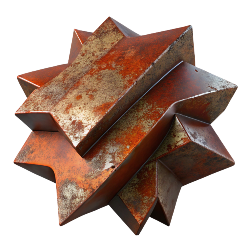 Rusty Starburst Abstract 3D Metal Geometry png