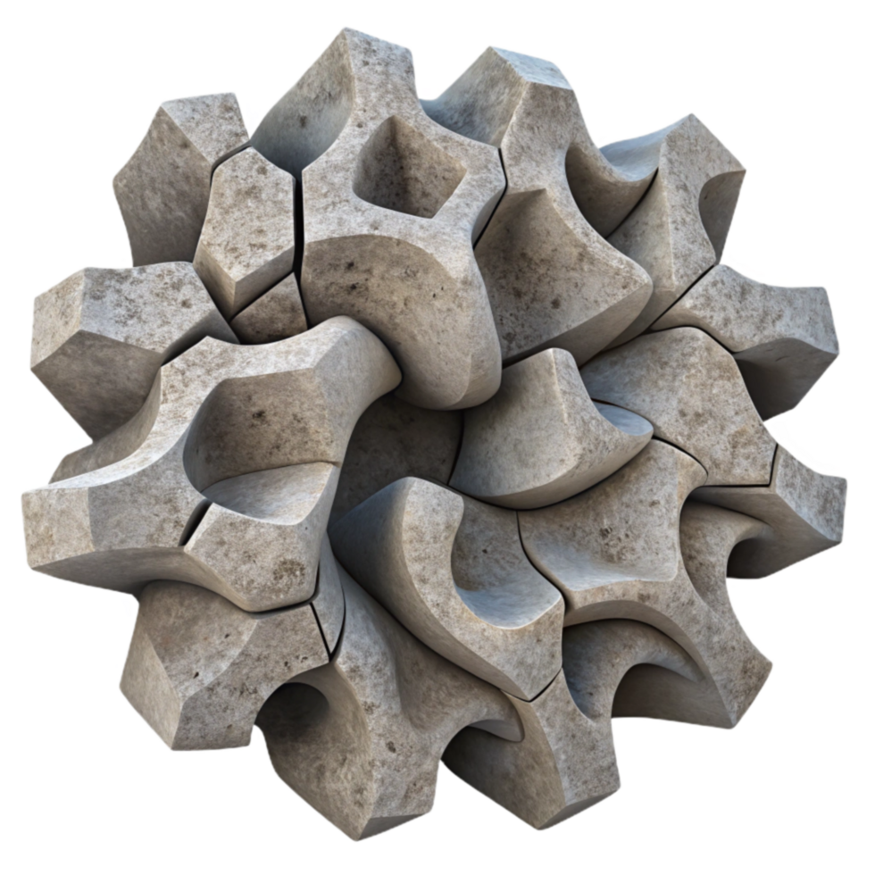 Abstract Stone Geometry 3D Model of Interlocking Shapes png