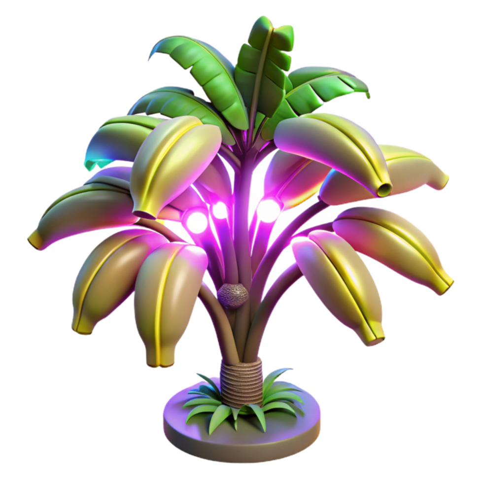Glowing Banana Tree 3D Render of Tropical Plant png