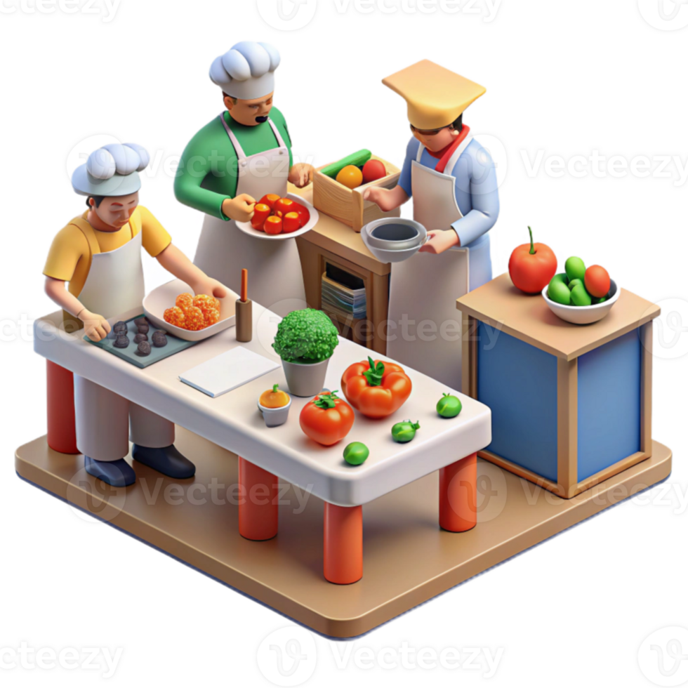 Chef's Culinary Creations A 3D Kitchen Scene png