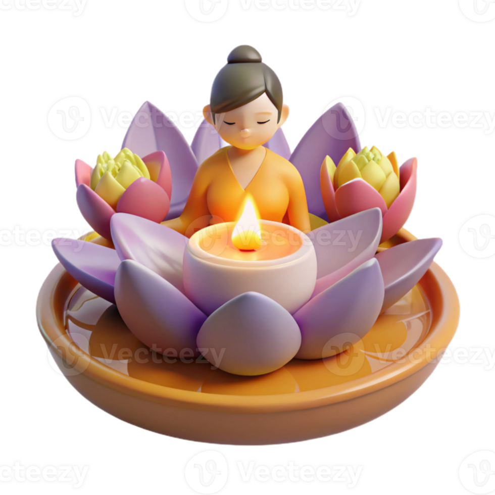 Serene Lotus Candle and Figurine png