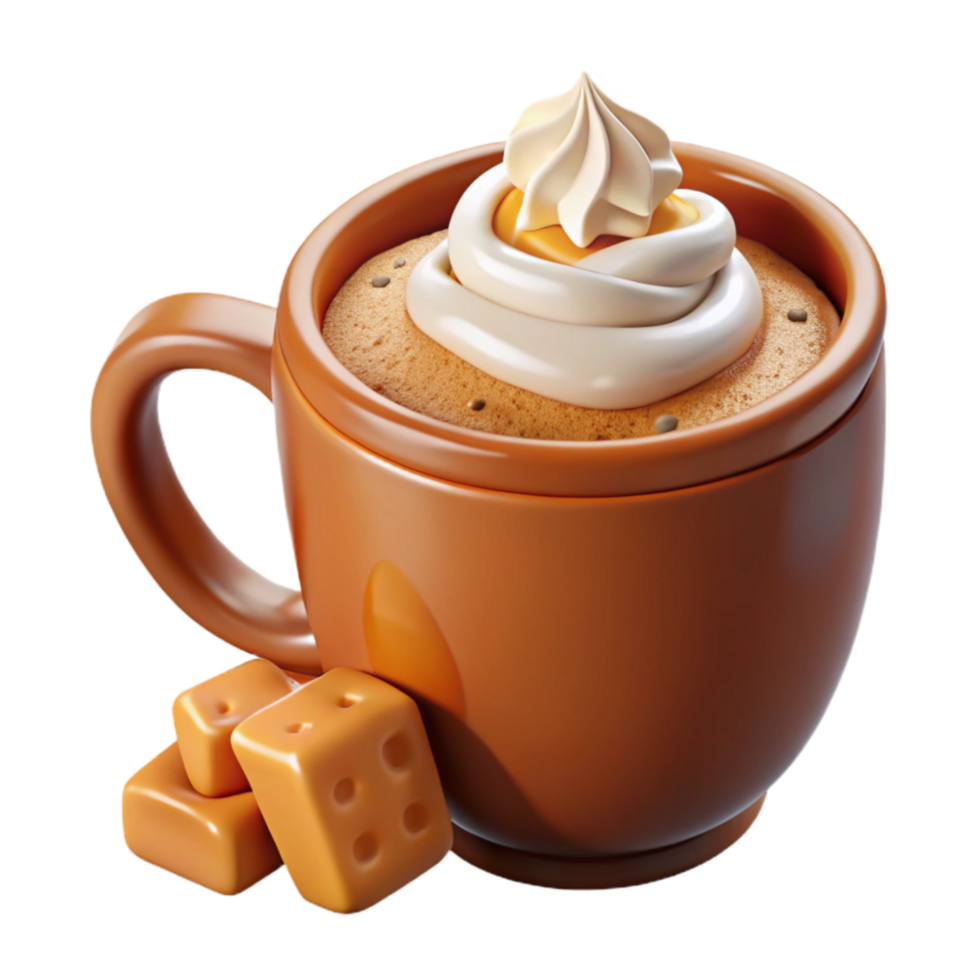 Whipped Cream Caramel Coffee Drink in Mug png